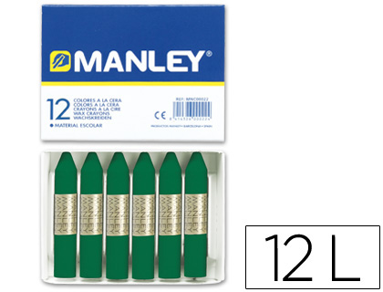 12 lápices cera blanda Manley unicolor verde esmeralda nº24